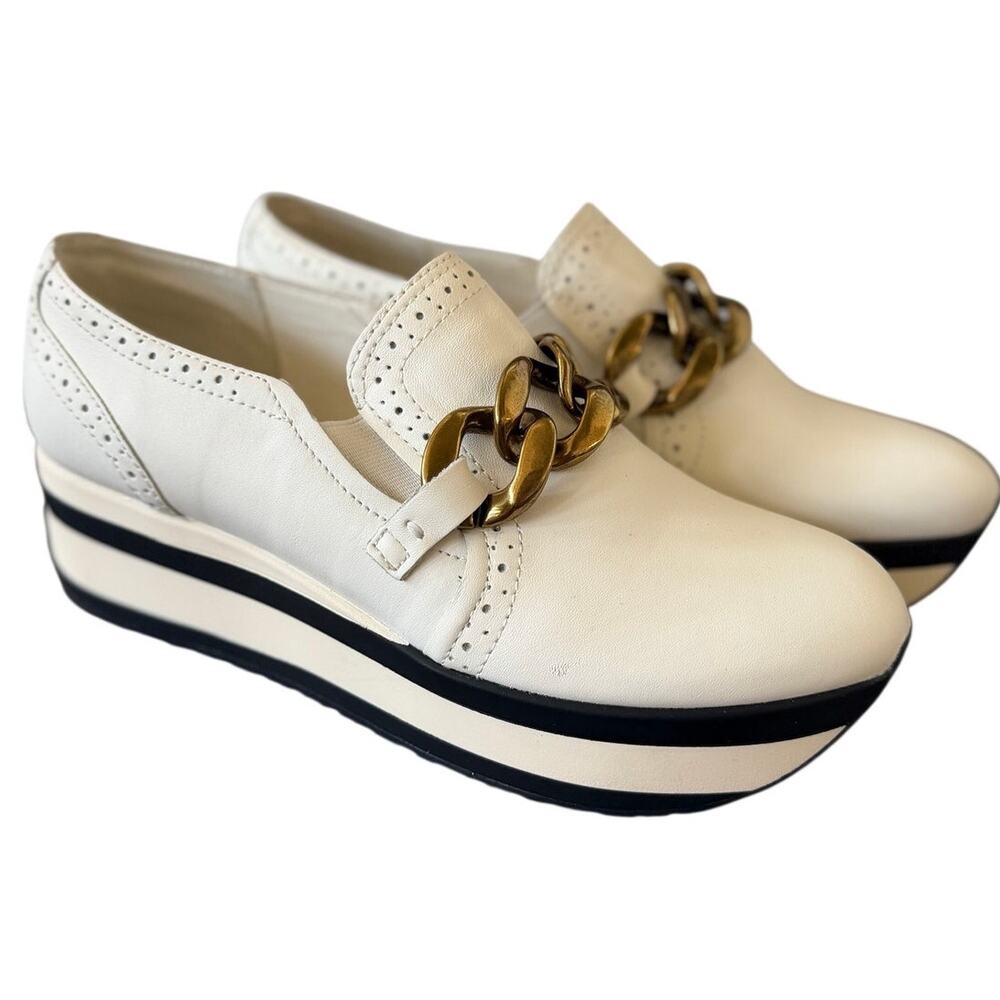 Dolce Vita Jhenee White Leater Spectator Platform Chain Link Loafer Sneaker